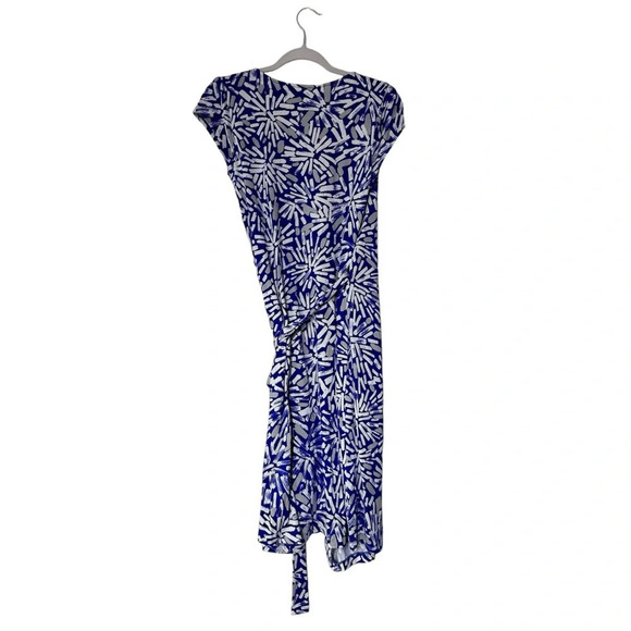 DVF Kye Paint Stroke Silk Jersey Knit Wrap Dress Blue Wrap Dress Small Sz 10 Tag - Picture 11 of 12